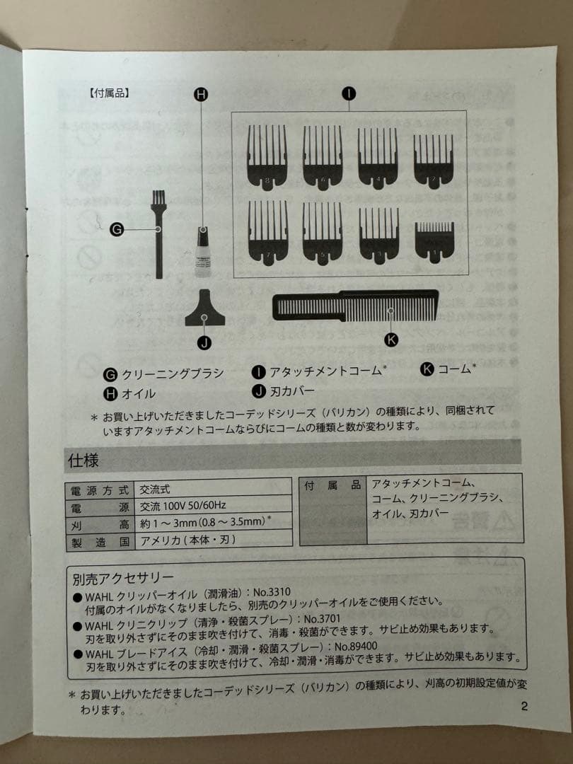 Wahl Super Taper バリカン コード式 一度使用のみ