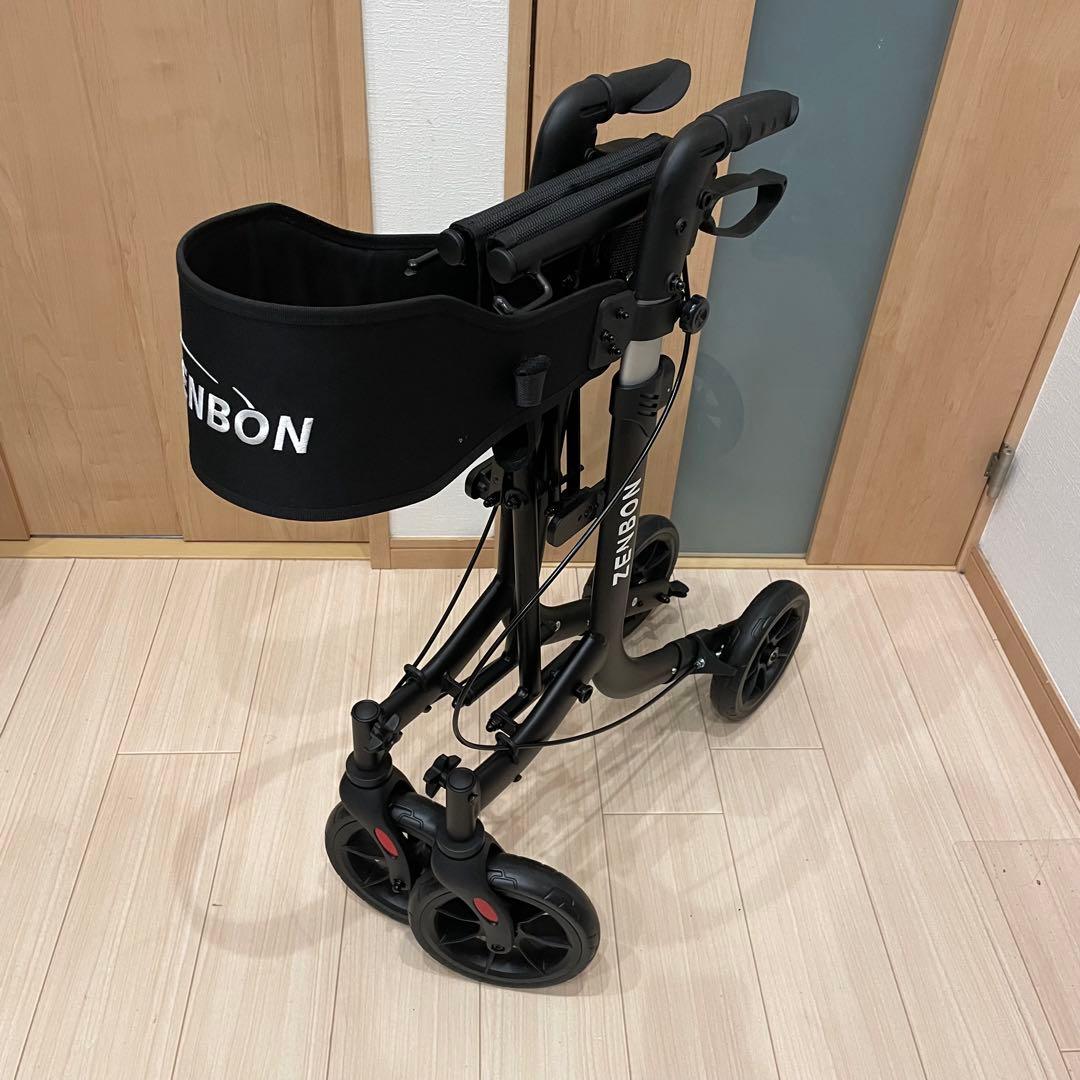 ZENBON シルバーカー 歩行器 アルミ 軽量 ブラック 耐荷重150kg
