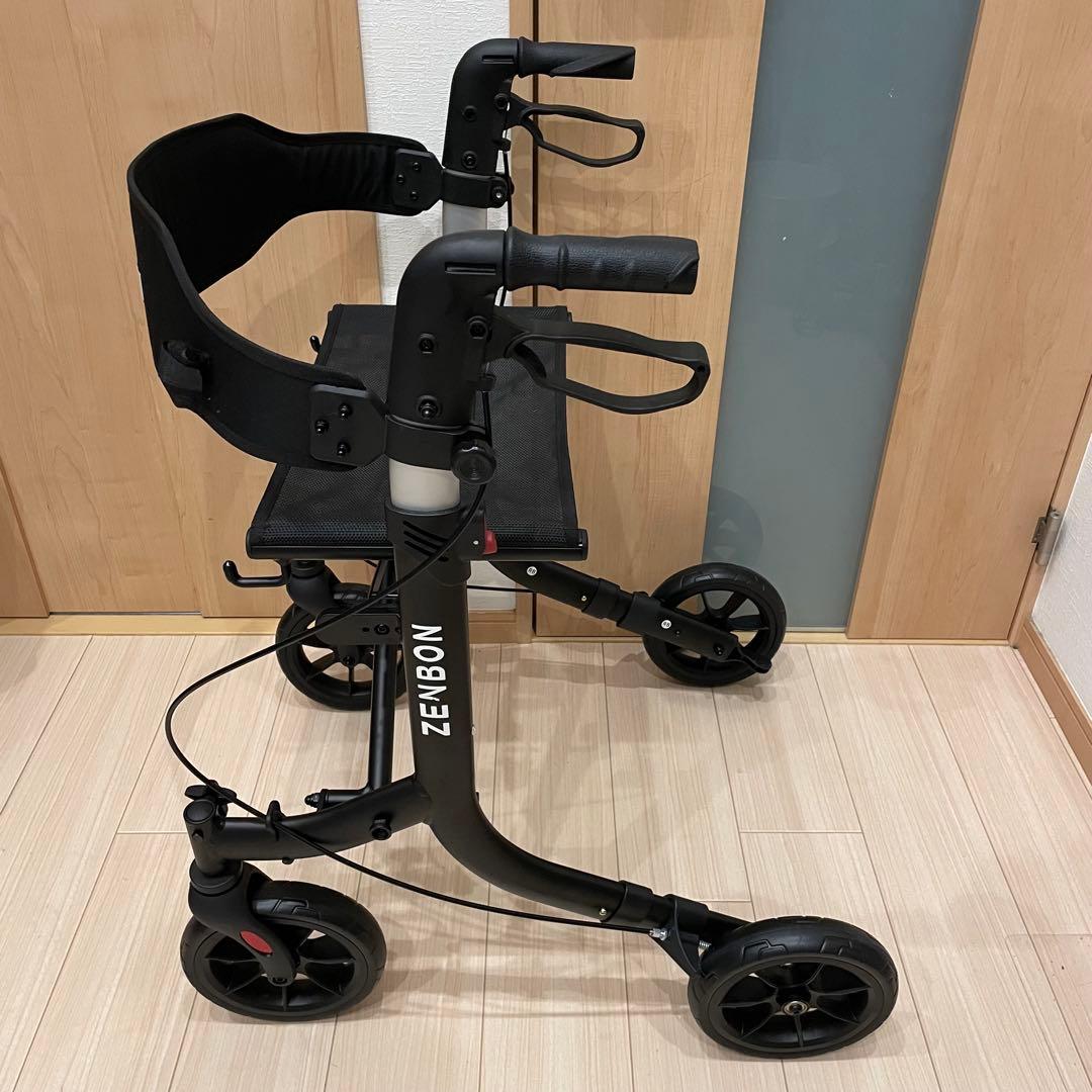 ZENBON シルバーカー 歩行器 アルミ 軽量 ブラック 耐荷重150kg