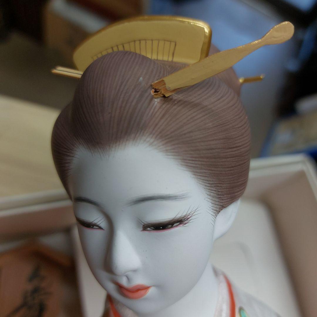 武吉国明　博多人形 陶器製 日本人形 着物 かんざしに曲がり 傷 汚れ有人気作家