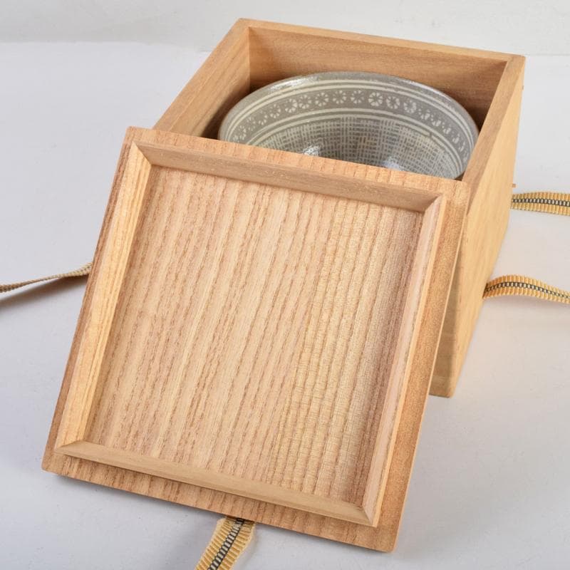 茶道具　萬古焼　春来居窯　多気檗山作　淡々斎篆刻　三島手茶碗　共箱　VR9112