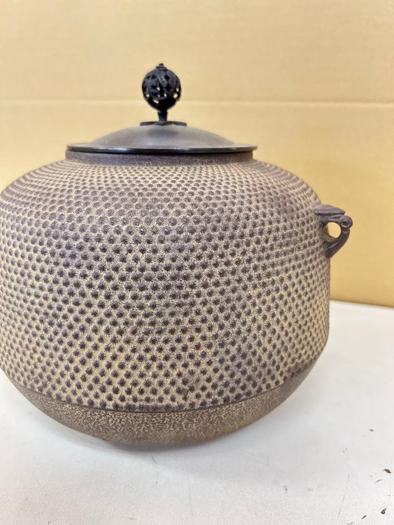 P89 茶道具 菊地政光 風炉釜 霰丸釜 茶釜 茶道具 コレクション　工芸品