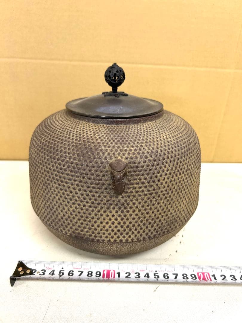 P89 茶道具 菊地政光 風炉釜 霰丸釜 茶釜 茶道具 コレクション　工芸品