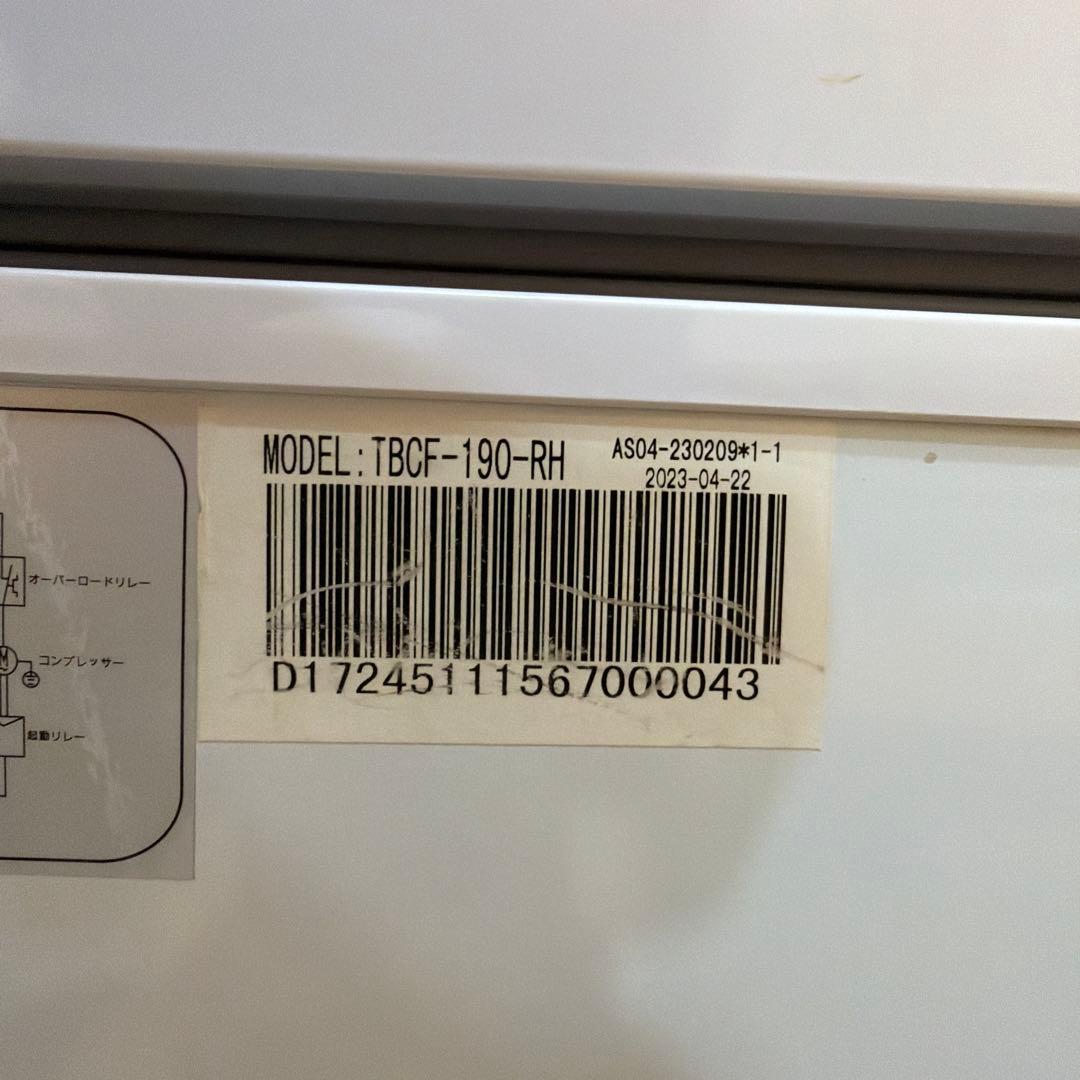 テンポス 冷凍ストッカー TBCF-190-RH 2023年製 190L 冷凍庫