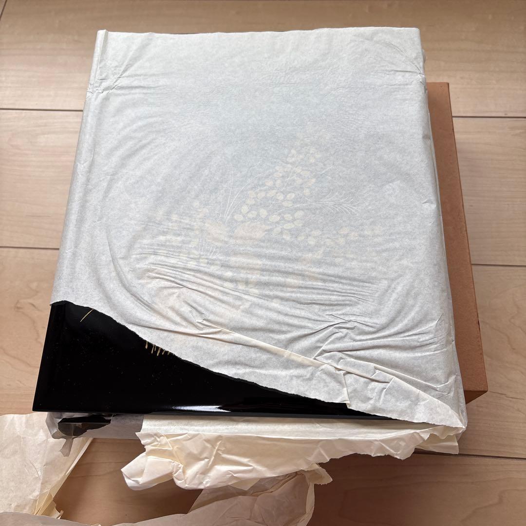 会津塗り　文箱　漆器 重箱 黒色 金色花柄