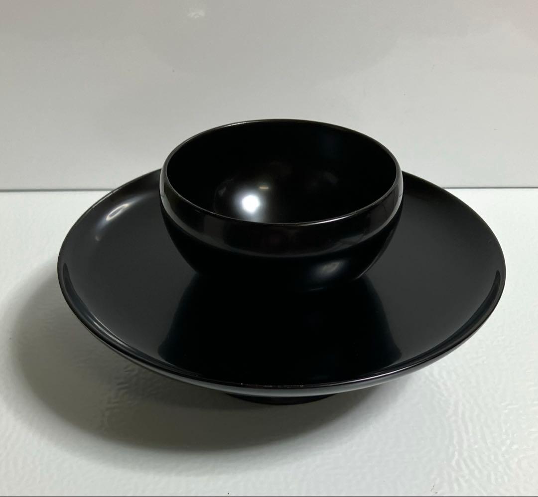 未使用 茶道具 木製黒塗天目台 天目茶碗 2点セット