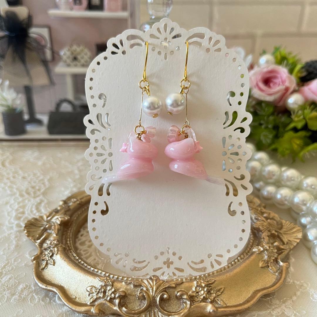 ฅ❤️ ねこ　猫　レジン　うさぎ　花　ピアス　イヤリング　ハンドメイド