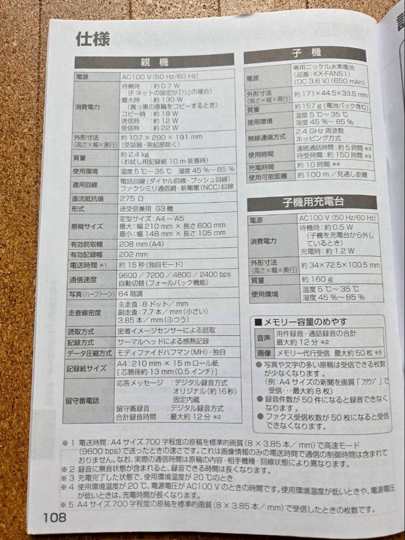 パナソニック電話機 感熱紙ファックス　KX-PW211-S（留守電付）