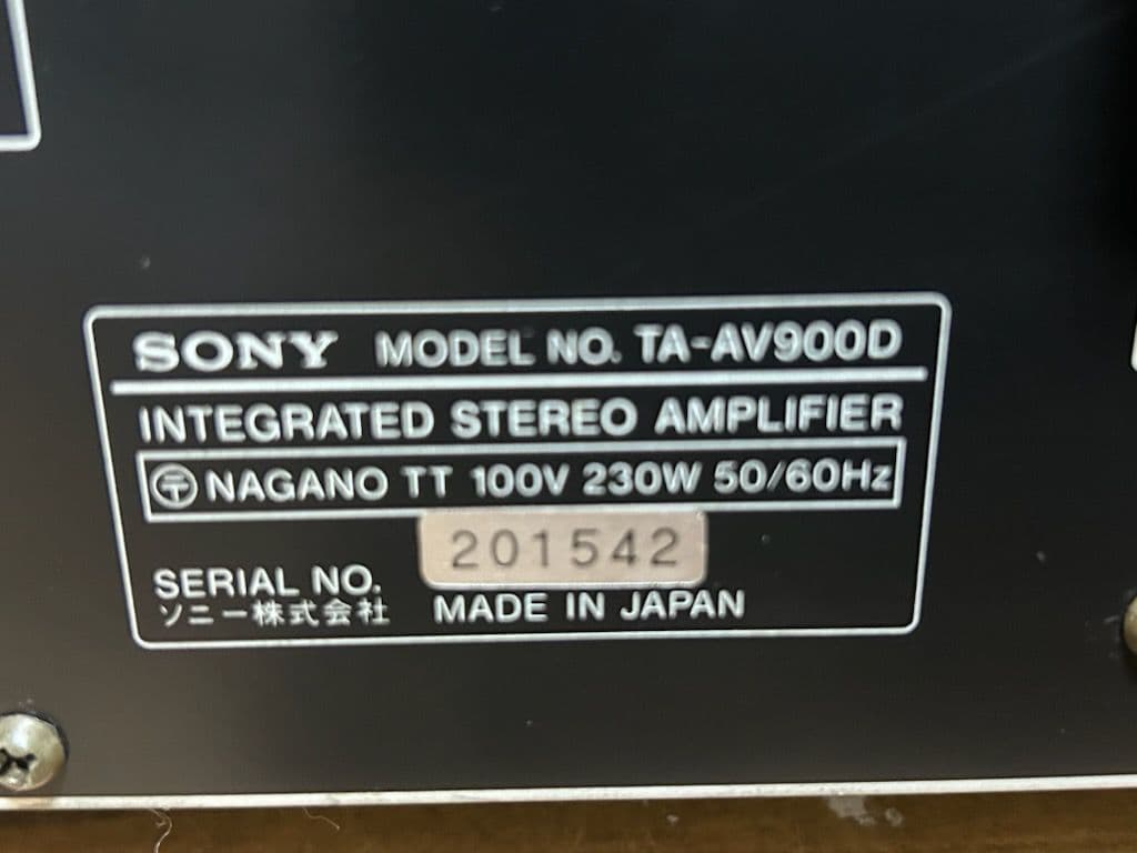 ソニー SONY AVアンプ TA-AV900D