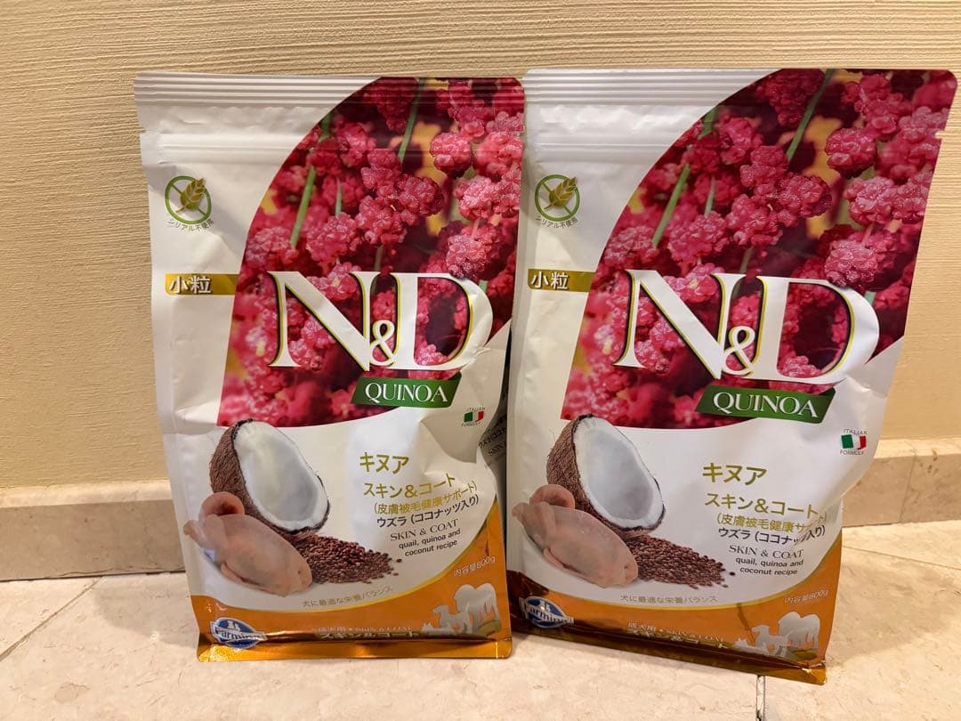 N&D キヌア スキン＆コート ウズラ 成犬用 800g 2個SET