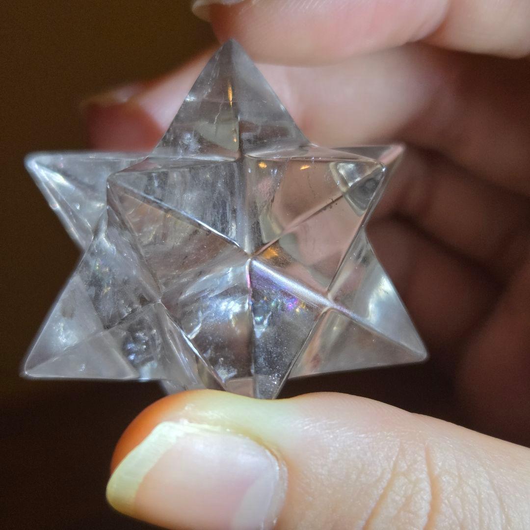 ヒマラヤ天然水晶 アステロイド彫刻 レインボー入り スモーキー水晶
