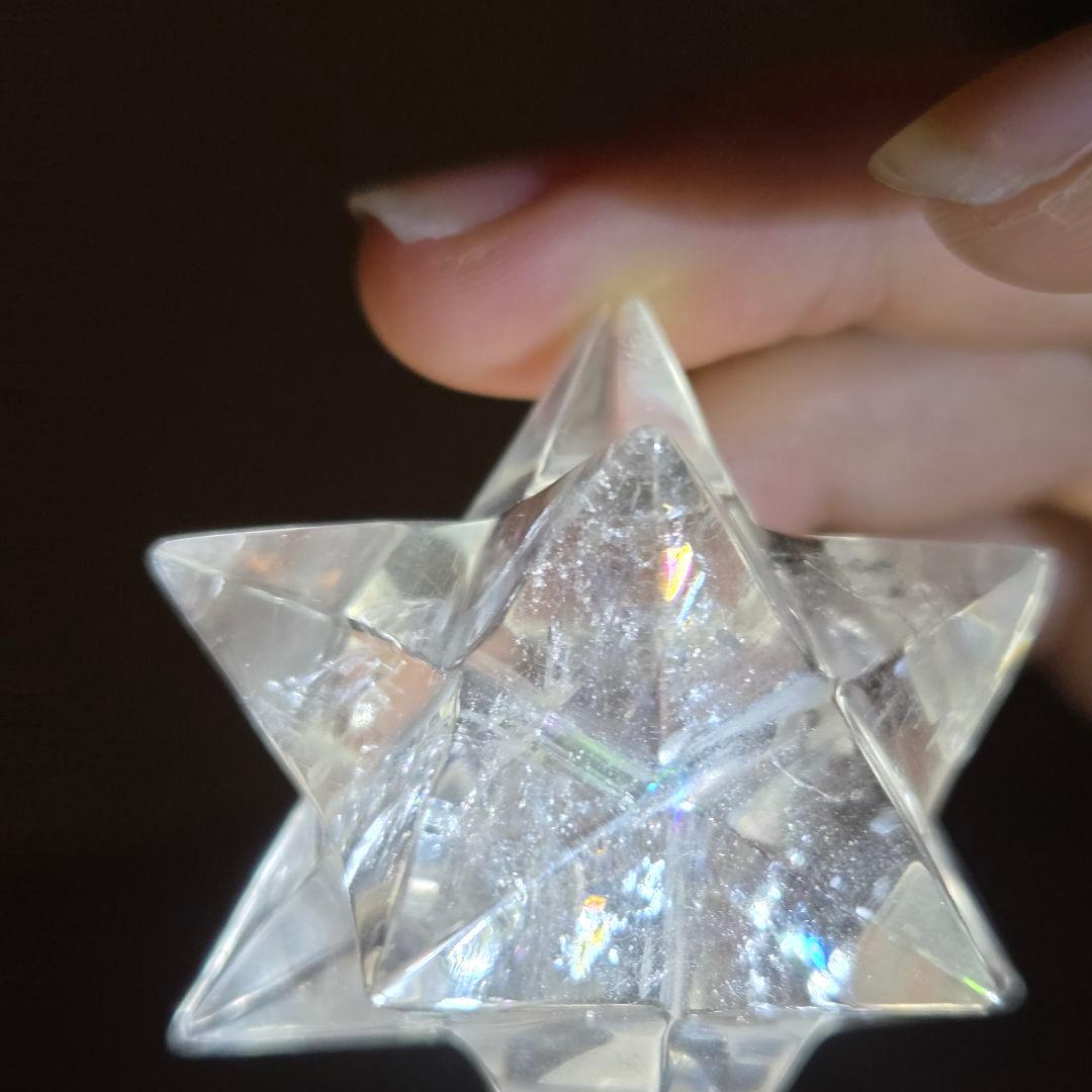 ヒマラヤ天然水晶 アステロイド彫刻 レインボー入り スモーキー水晶