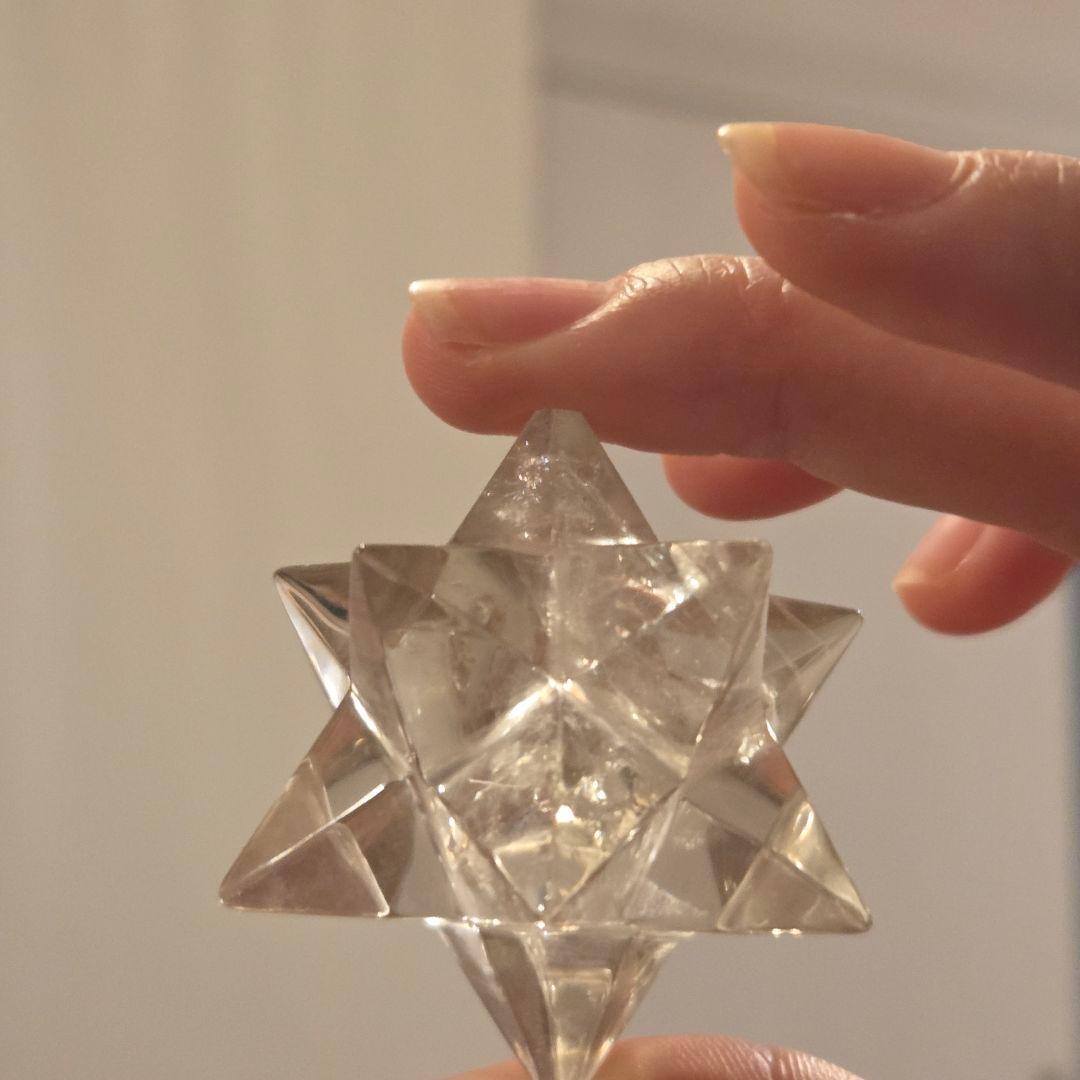 ヒマラヤ天然水晶 アステロイド彫刻 レインボー入り スモーキー水晶