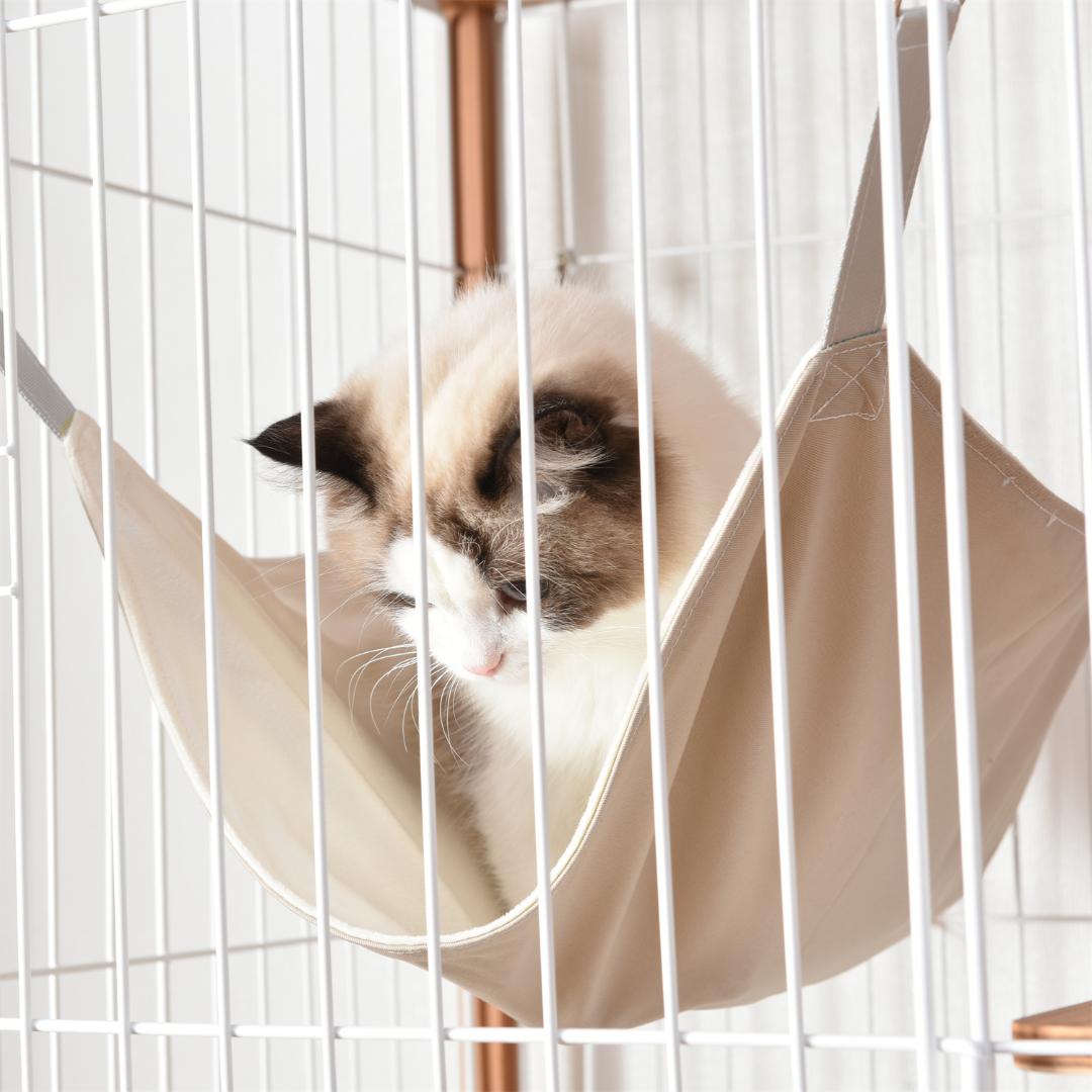 【新品】木製×スチール三段キャットケージ 多頭飼い対応 脱走防止