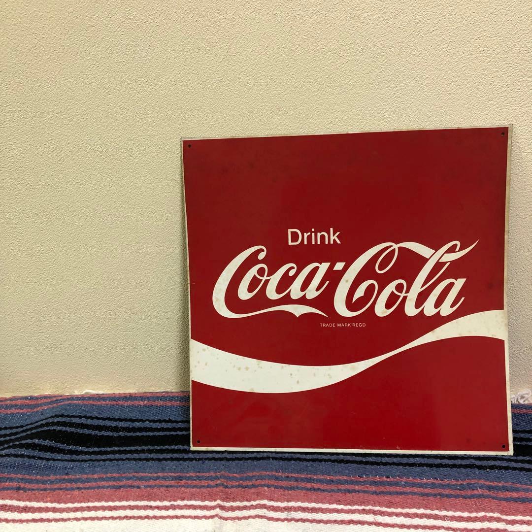 非売品　ヴィンテージ　コカコーラ　ブリキ看板　43.6cm正方形　レトロ