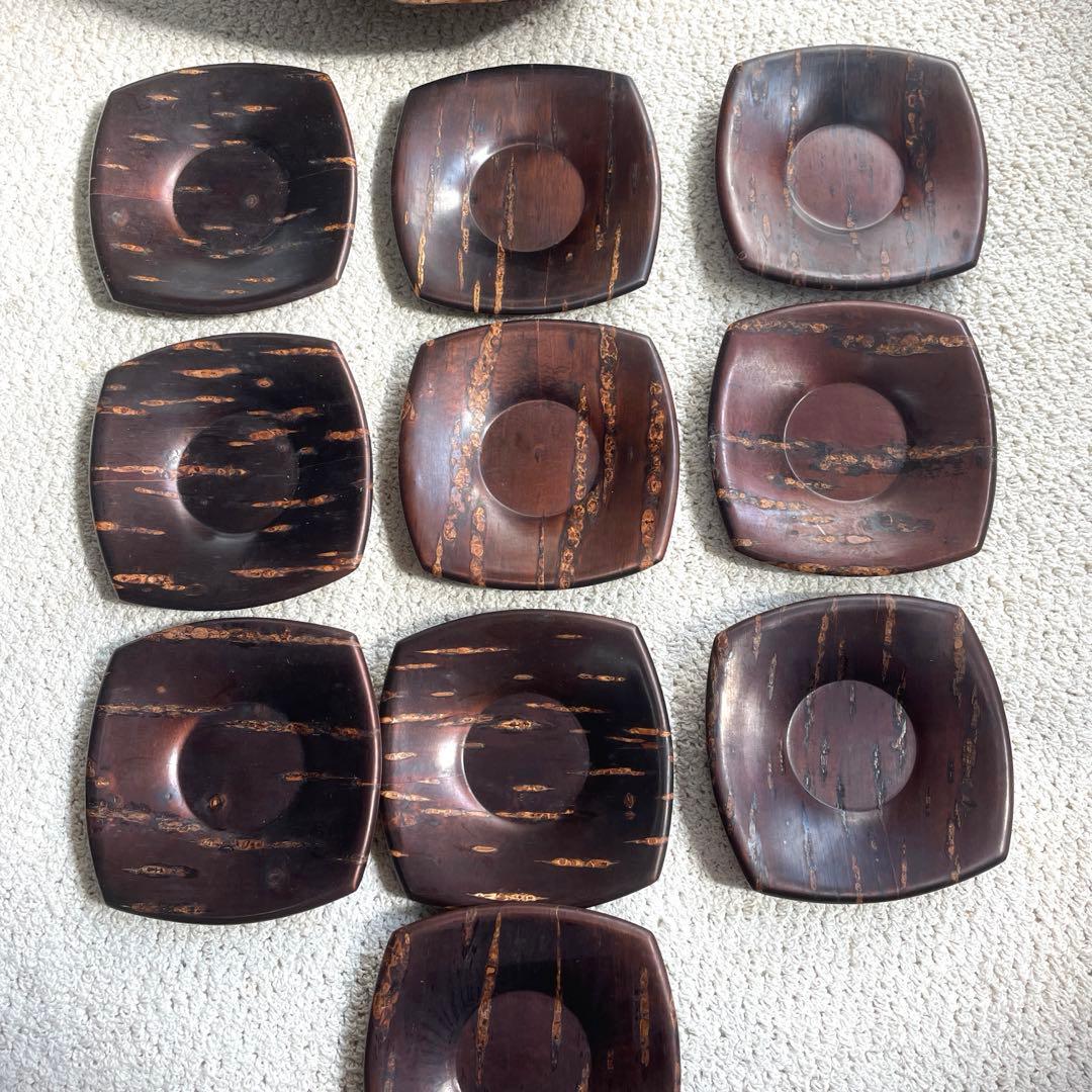 未使用樺細工 桜皮細工 茶道具12点セット十六角茶櫃 伝統工芸品 秋田角館2-1