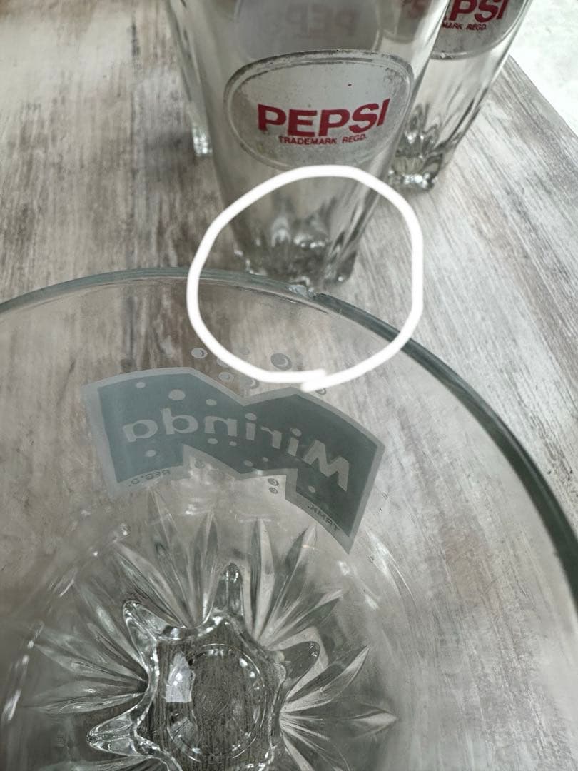PEPSI Mirinda V2 MILK アンティークグラス 6個セット【E】