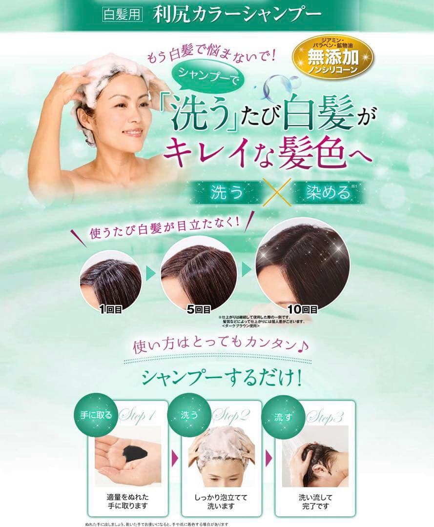 白髪用　リシューカラー　シャンプー 2本セット　ブラシ付き　天然由来　ブラック