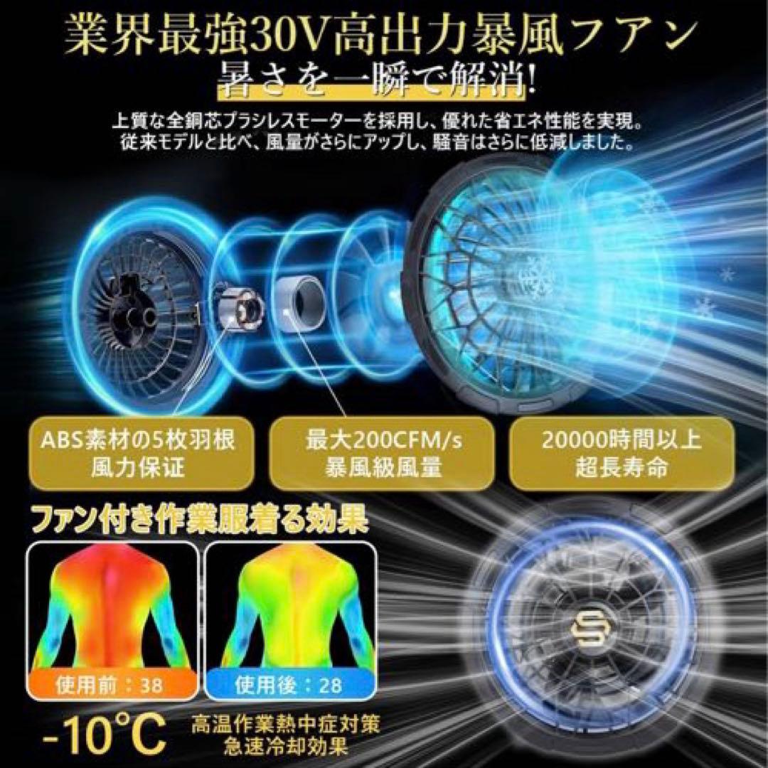 新品❤️空調作業服 ファンバッテリー 5段階調節16時間稼働 急速充電 熱中症対策