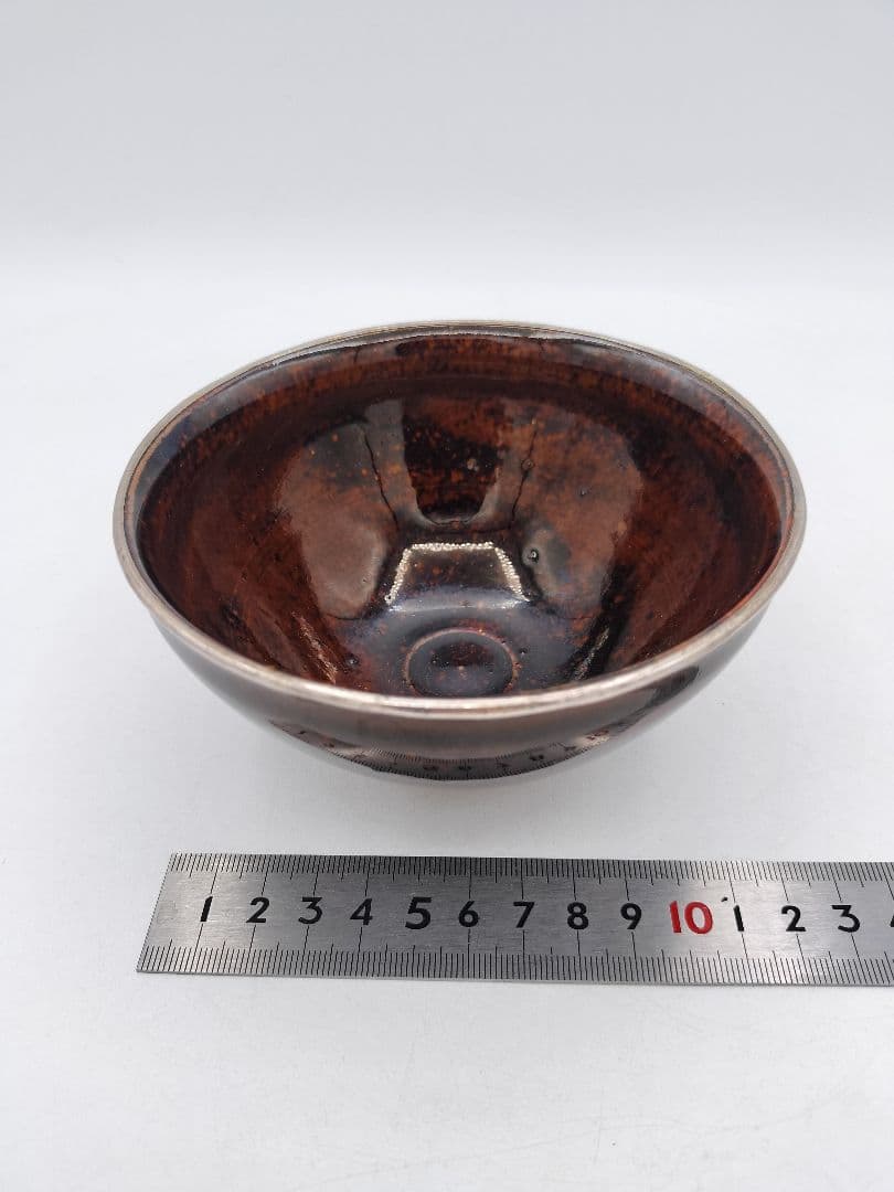 d136 天目茶碗 仕服付 古代名物紹鴎緞子 木箱 茶道具 古物