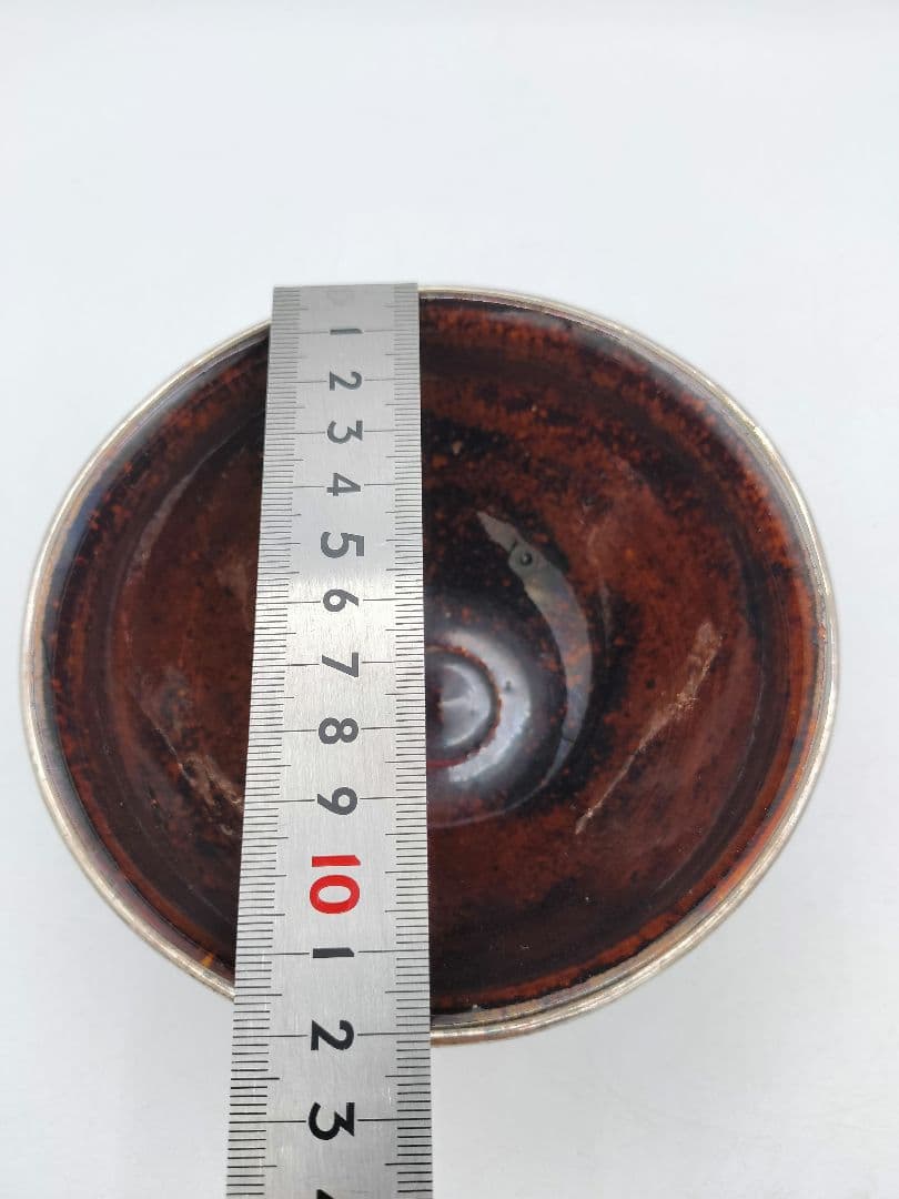 d136 天目茶碗 仕服付 古代名物紹鴎緞子 木箱 茶道具 古物