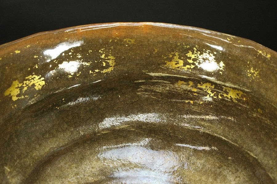 茶道具 嶋台茶碗 緑山造 内金銀 共箱(メ1822)