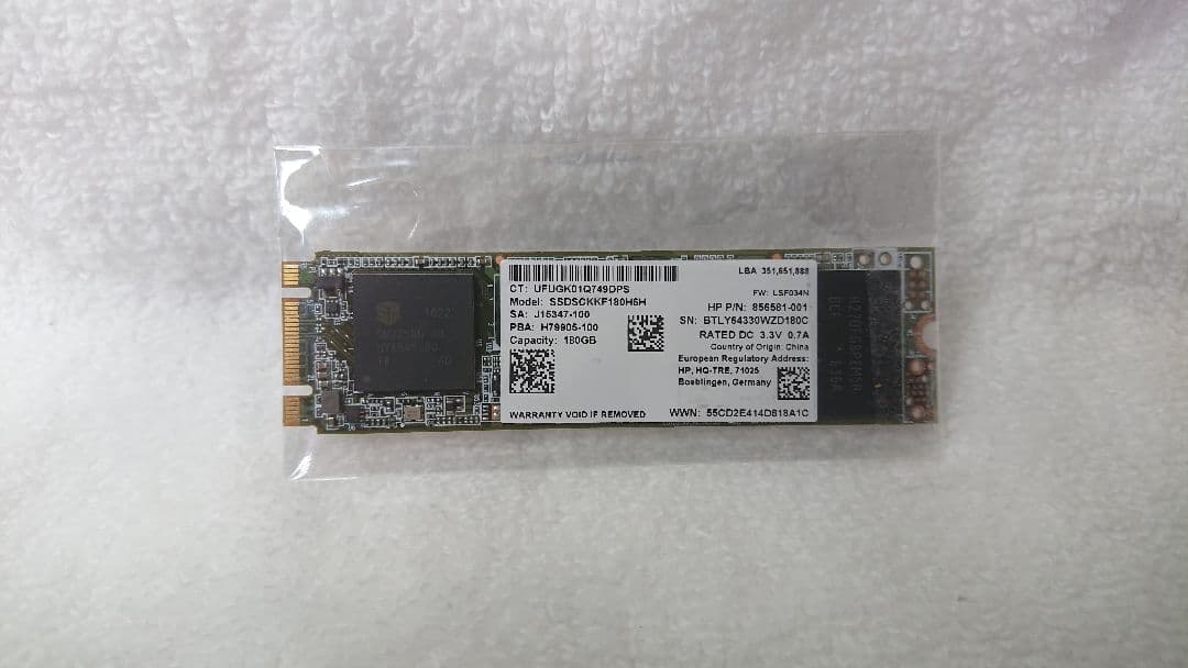Intel製法人企業向け 中古M.2 SSD (TLC) 180GB 1枚