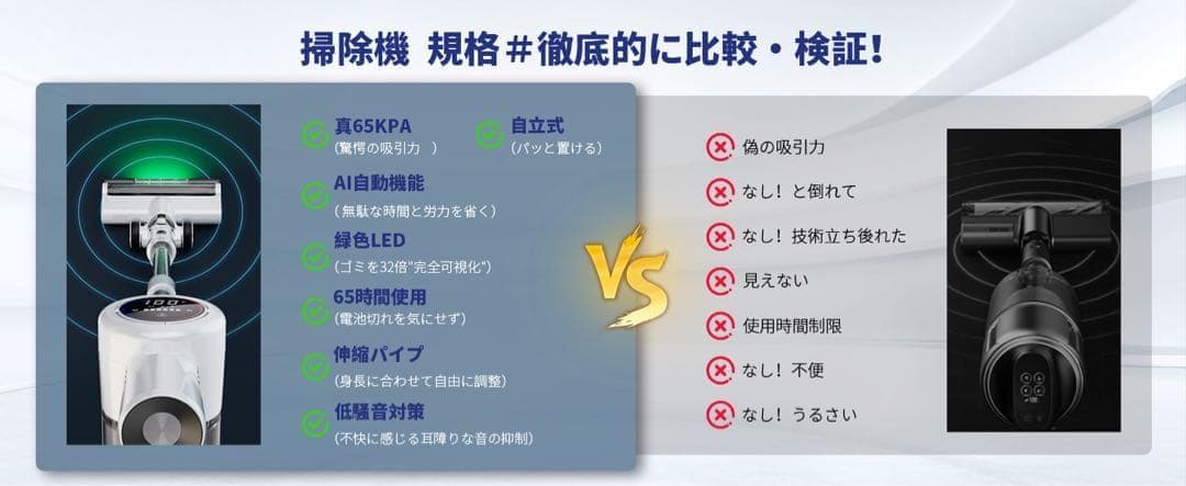 大特価！AI自動検知搭載YIEEC コードレス掃除機 65KPa