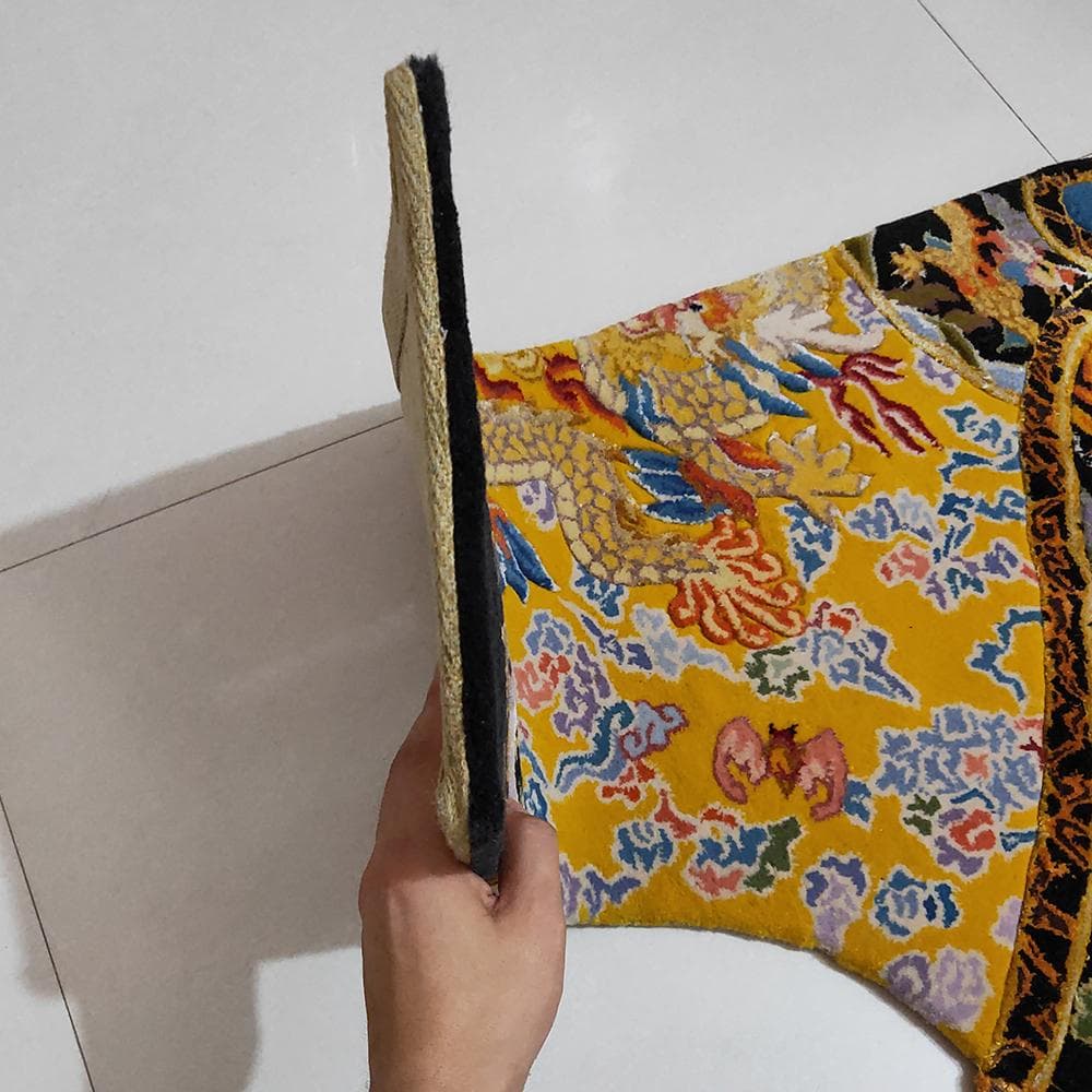【美】　★ 龍袍地毯 ★　高級品　龍紋 ウール絨毯　文房雑項