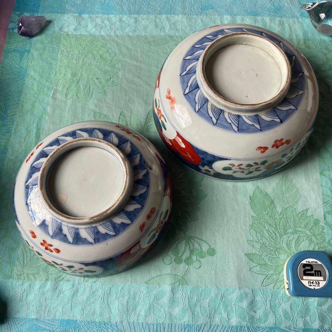幕末明治　伊万里焼　色絵　2組　深鉢
