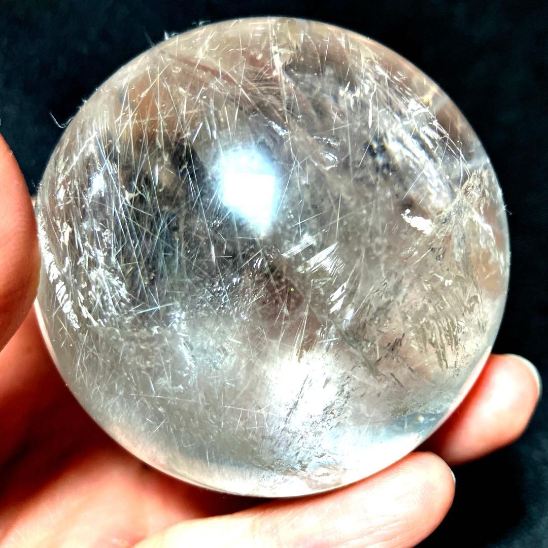 58mm ゴールドルチルクォーツ　丸玉　スフィア　金針水晶
