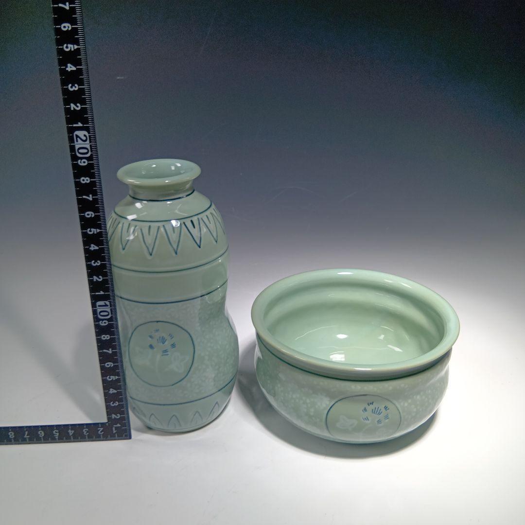 値下げ茶道具　手塚祥堂　高麗青磁皆具一式　 美品　共箱