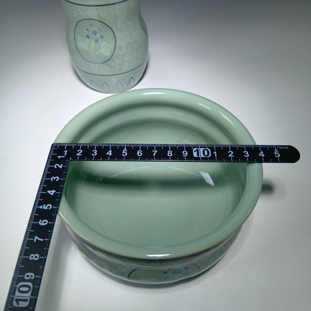 値下げ茶道具　手塚祥堂　高麗青磁皆具一式　 美品　共箱