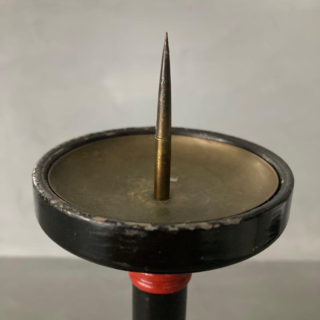時代物 骨董 蝋台 蝋燭台 漆塗り古美術