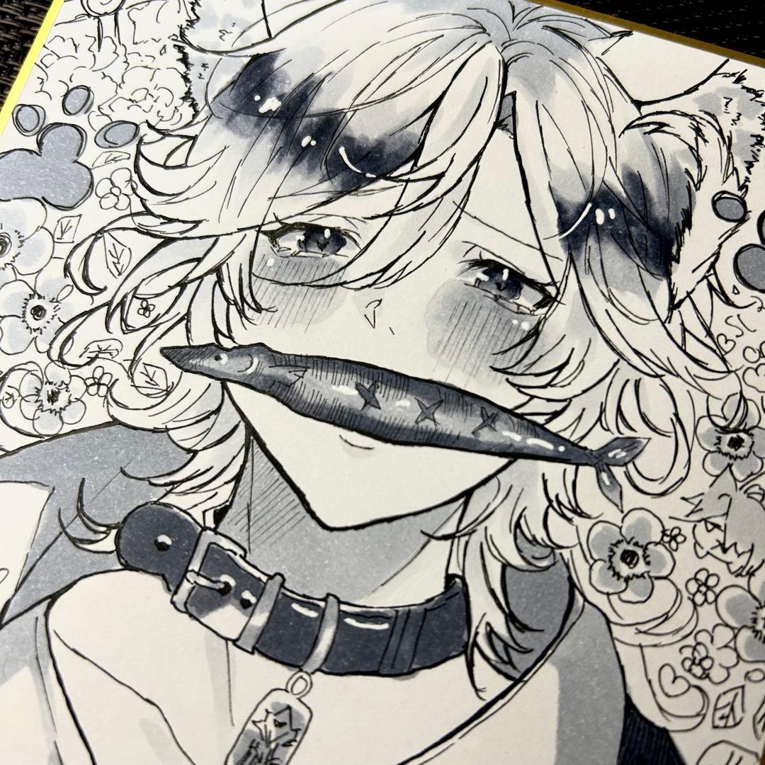 【原画一点物】原神 カーヴェ 手描き 色紙 イラスト ファンアート アナログ