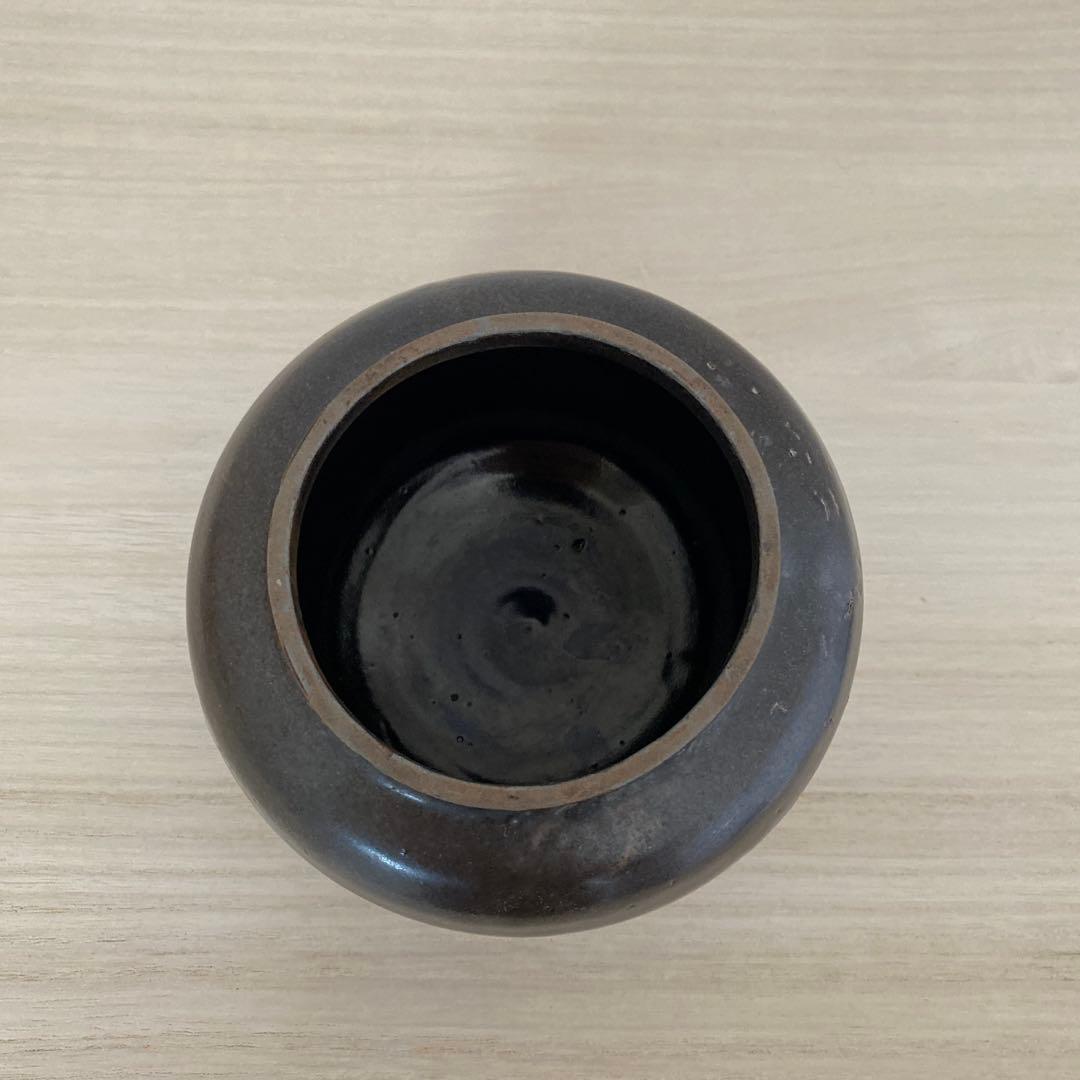 李朝　鉄釉壺　花入　骨董　壺　朝鮮美術