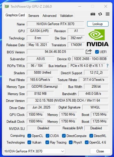 ASUS DUAL-RTX3070-8G-V2【動作確認済】