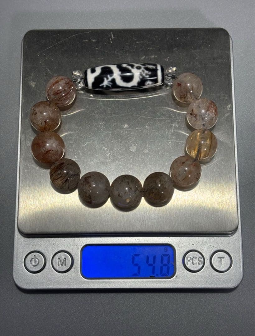 宝珠双龍神天珠　天然水晶　ビーズブレスレット