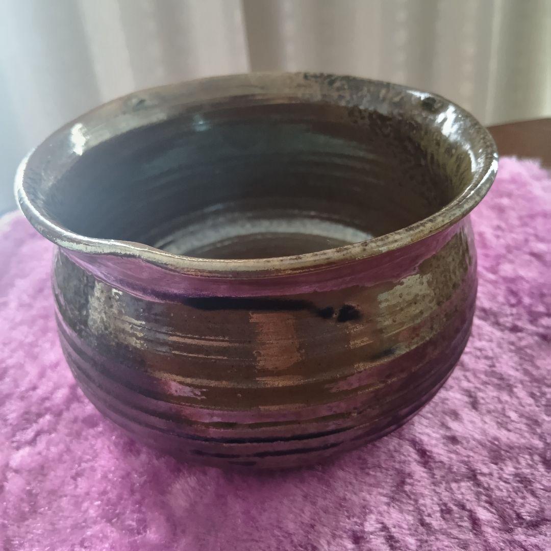 骨董品 唐銅 建水 茶道具 陶印あり 紙箱付 古道具 茶席 水こぼし 茶器 美品