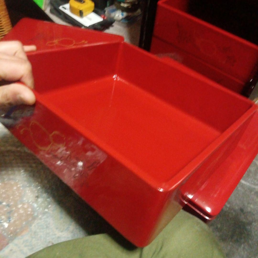 奥 木製 漆塗り 重箱 岡持ち入り 瓢箪柄