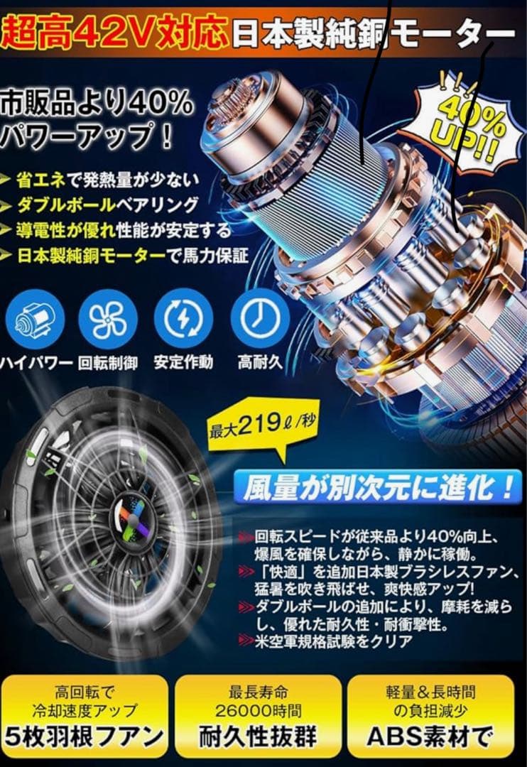 バートル半袖空調服、42vファンバッテリー2個セット