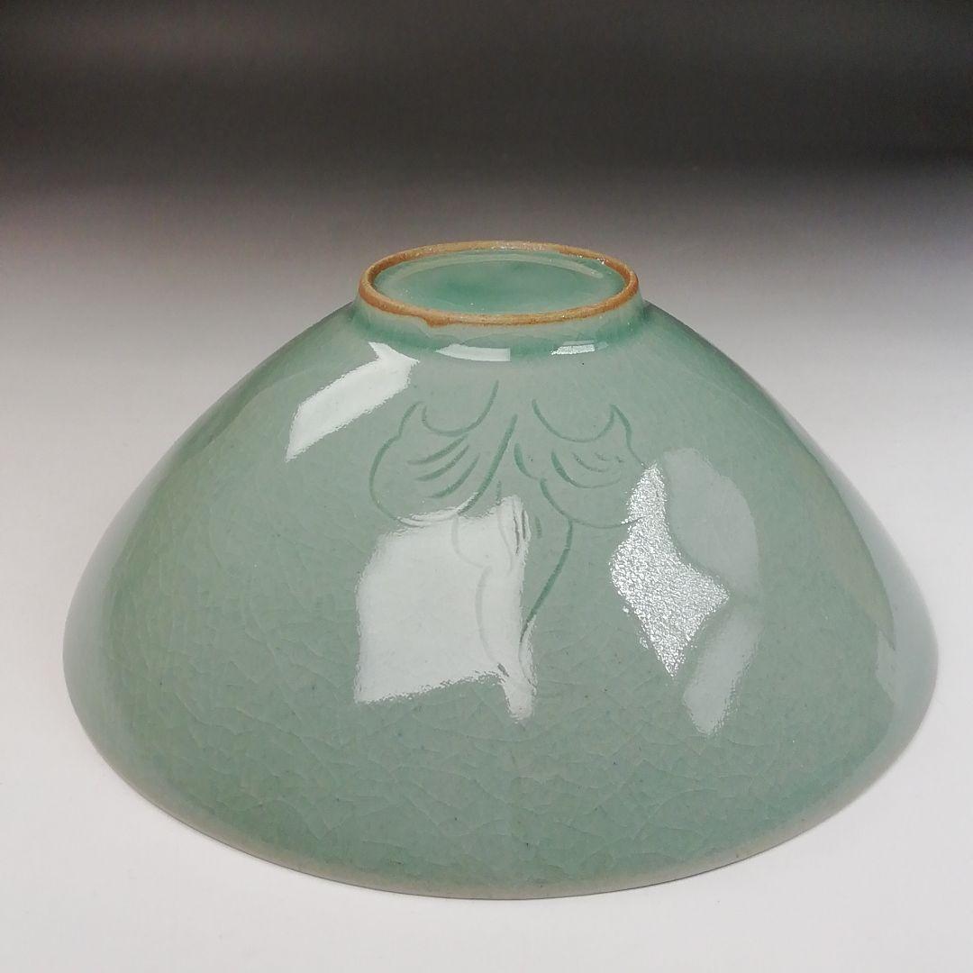 Ｓ８３４　茶碗　『高麗青磁』『松岩　崔基元作』　共箱　抹茶碗　茶道具
