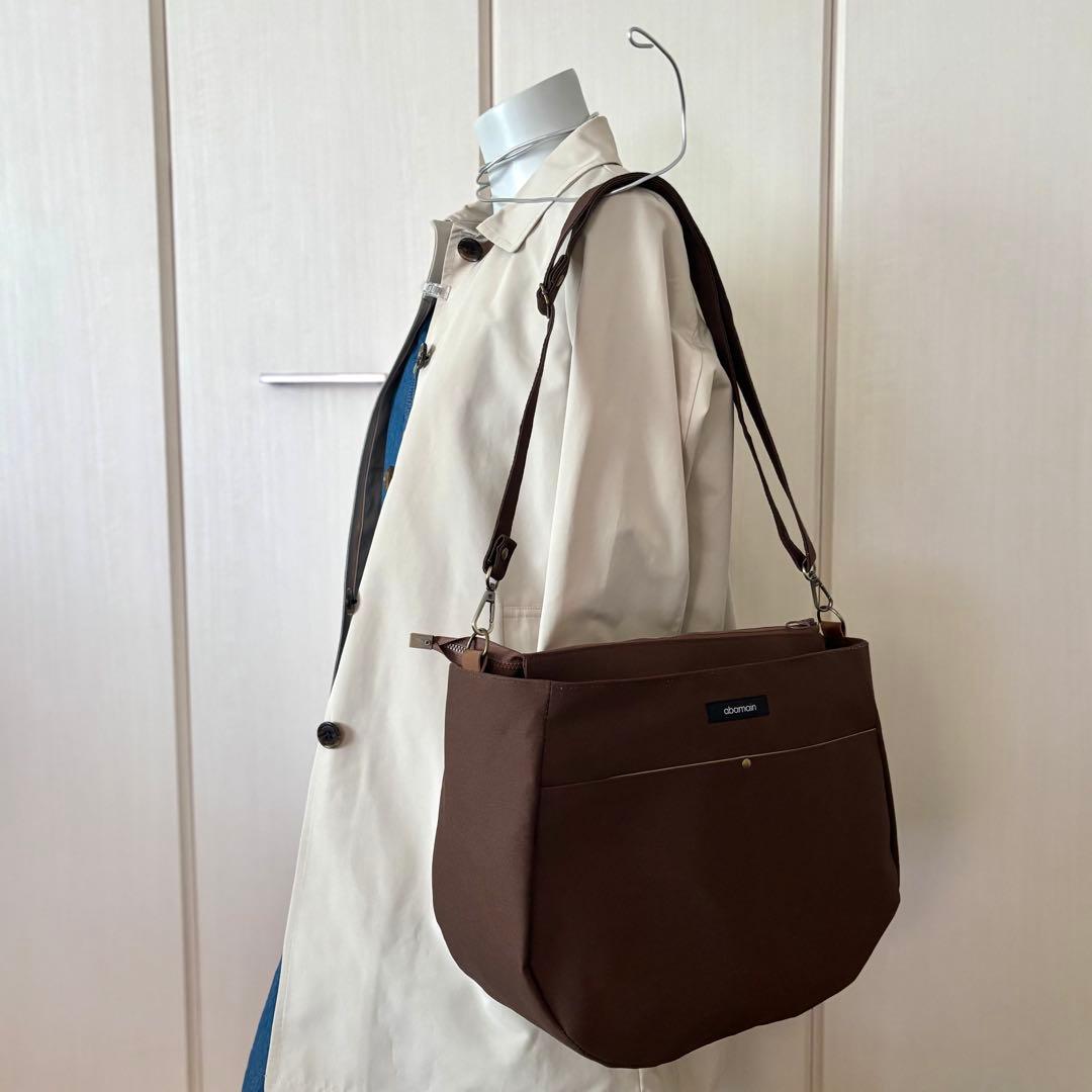 【lemon】ラウンドトートバッグL 帆布　ココアブラウン　ファスナー開閉