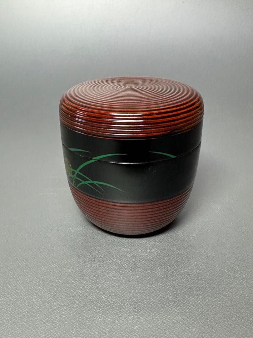 千筋　中棗　帯黒早苗に蛍蒔絵　お茶道具　宗峰作　共箱　青布付き　美品