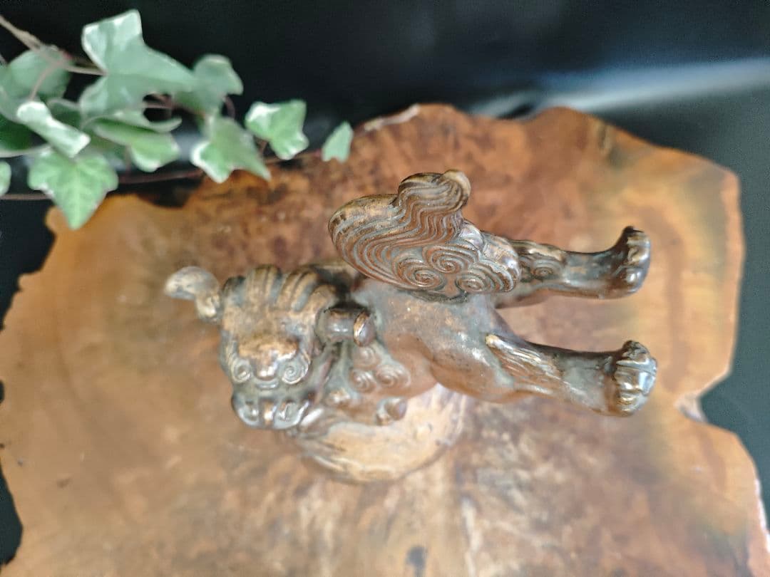 A164備前焼 玉乗り獅子 置物 縁起物 狛犬 伝統工芸 飾り物
