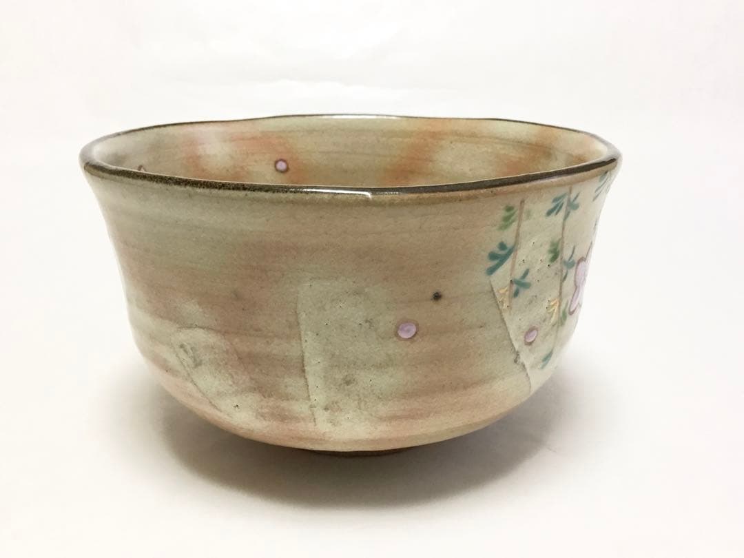 茶道具 古物品 茶碗 桃柳 勝龍寺窯 木箱入