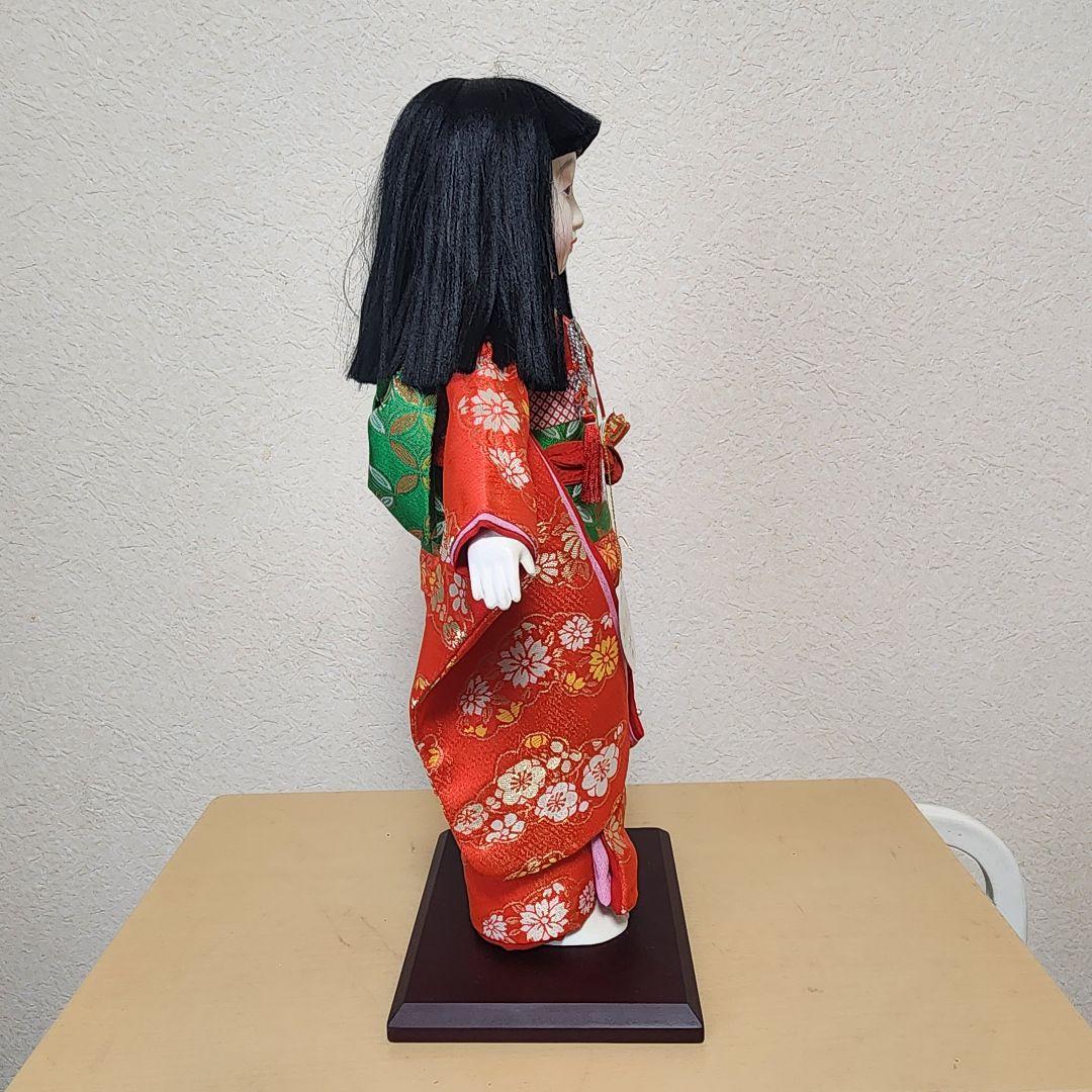 市松人形 紫峰作 約45cm 上金欄 下ぶくれ 正絹着物 女の子 昭和レトロ