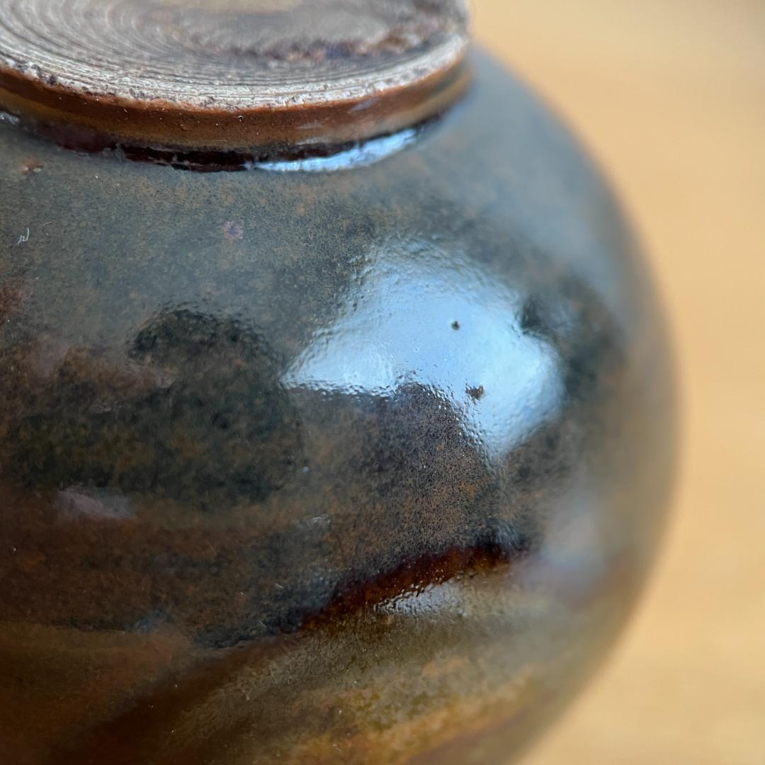 唐物文琳 霽月宮殿 茶入 茶道具 小壺 高5.6cm φ6.2cm