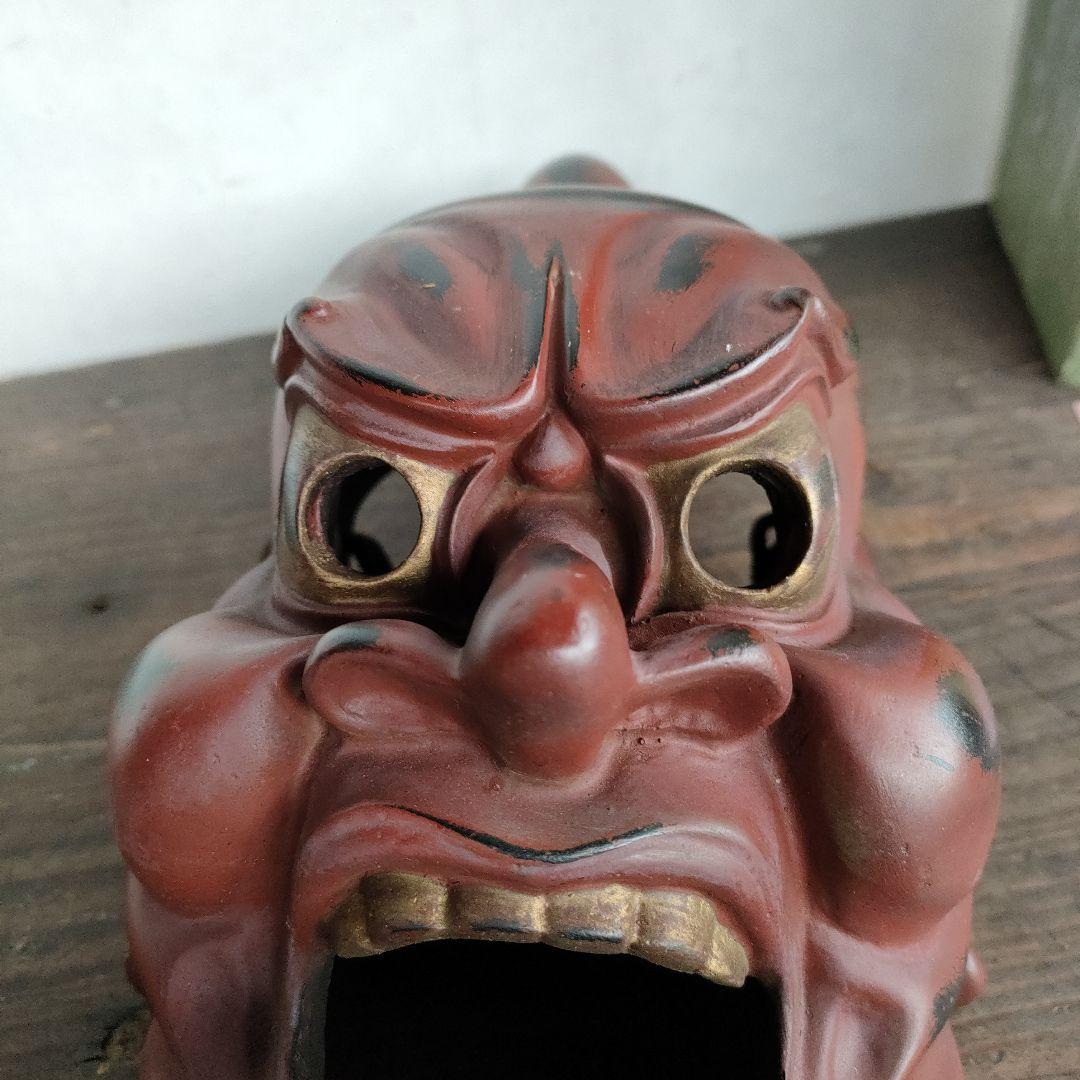 仁王 お面 法隆寺 虎谷満 元箱付 高さ35.5cm 神楽 金剛力士 工芸品 栞