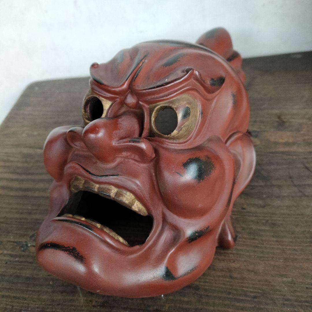 仁王 お面 法隆寺 虎谷満 元箱付 高さ35.5cm 神楽 金剛力士 工芸品 栞
